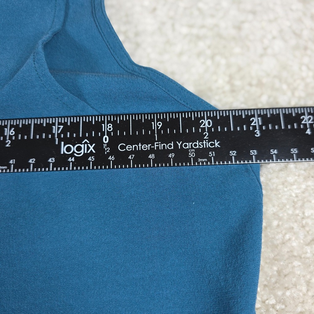 Eileen Fisher‎ Womens L Blue Sleeveless Tank Top Blouse 100% Silk Crepe - Picture 7 of 9
